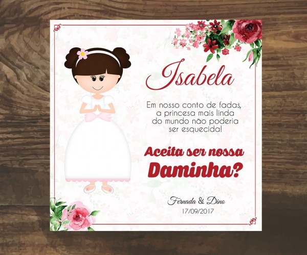 Arte digital convite daminha florista no elo7