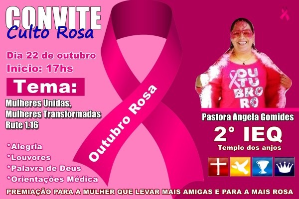 Convite culto rosa na segunda igreja do evangelho quadrangular Convite culto rosa na segunda igreja do evangelho quadrangular