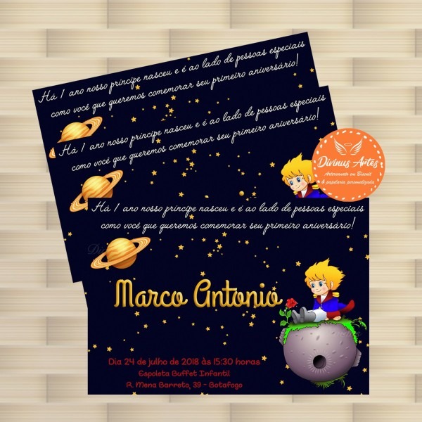 Convite 10 x 7 cm pequeno prÃncipe no elo7 Convite 10 x 7 cm pequeno prÃncipe no elo7