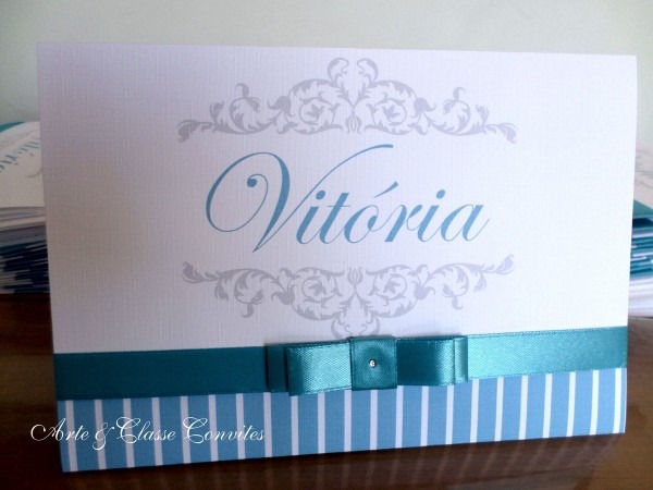 Convite 15 anos azul e branco no elo7 Convite 15 anos azul e branco no elo7