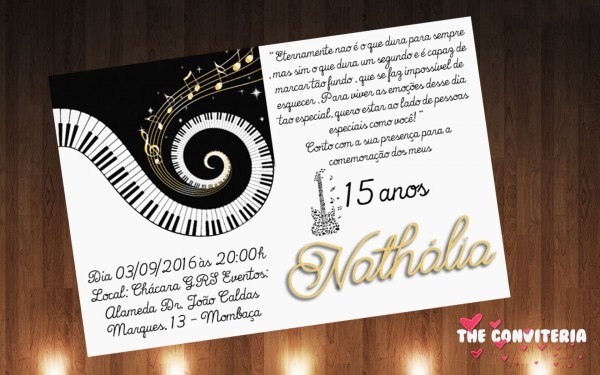 Convite 15 anos notas musicais no elo7