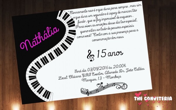 Convite 15 anos notas musicais no elo7
