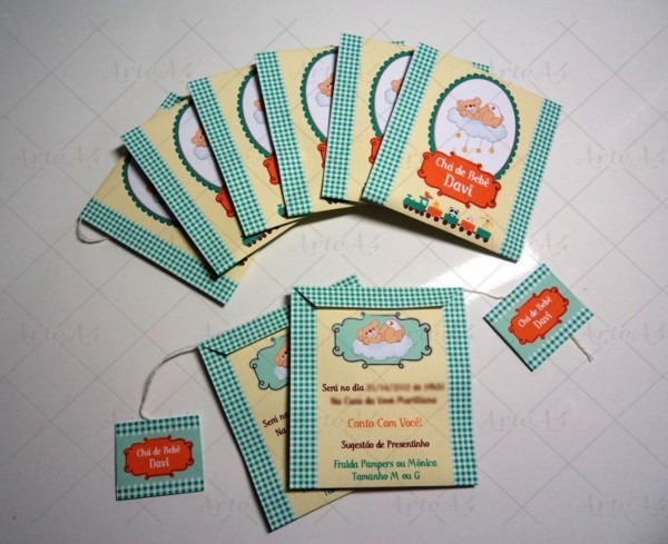 Convite saquinho de chá Convite saquinho de chá