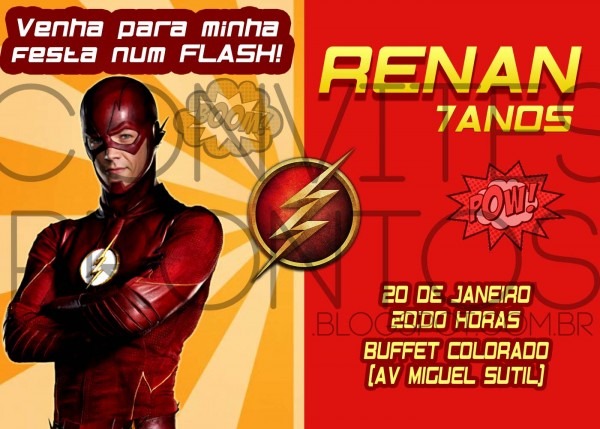Convite de aniversÃrio the flash Convite de aniversÃrio the flash