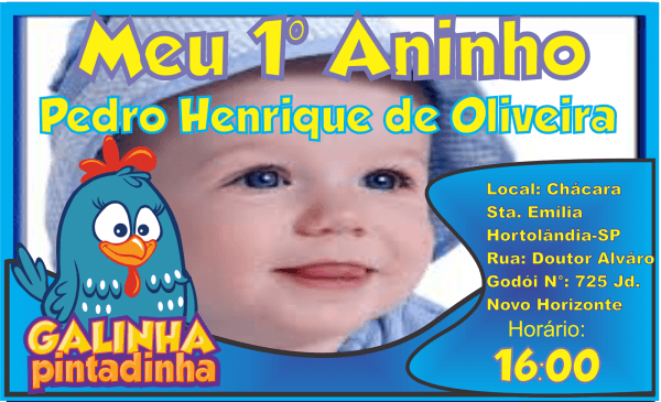 Portal wihul  convite de aniversÃ¡rio  1 ano  galinha pintadinha