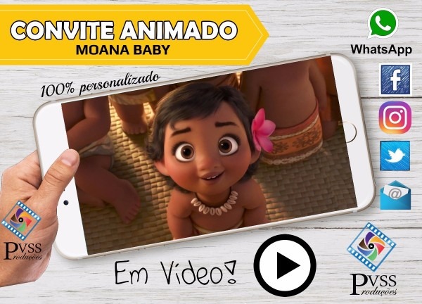 Convite animado digital virtual moana baby Convite animado digital virtual moana baby