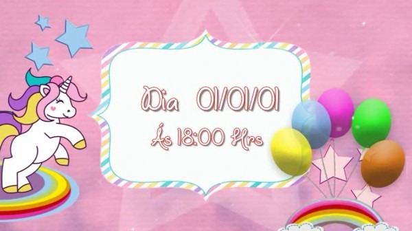Convite animado unicÃrnios Convite animado unicÃrnios