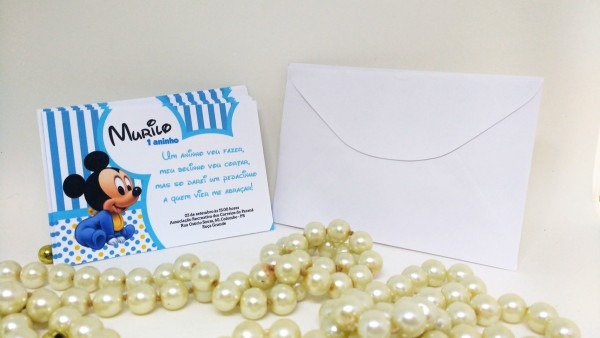 Convite aniversario 10x7cm mickey baby no elo7 Convite aniversario 10x7cm mickey baby no elo7