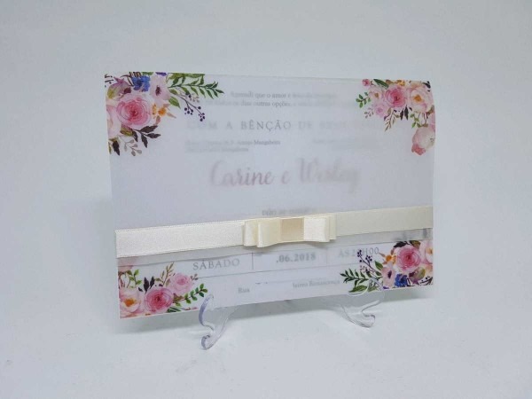 Convite casamento papel vegetal no elo7 Convite casamento papel vegetal no elo7