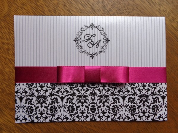 Convite casamento perolado fita pink no elo7 Convite casamento perolado fita pink no elo7