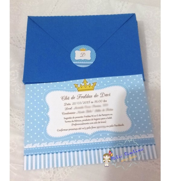 Convite chá de bebê coroa no elo7 Convite chá de bebê coroa no elo7