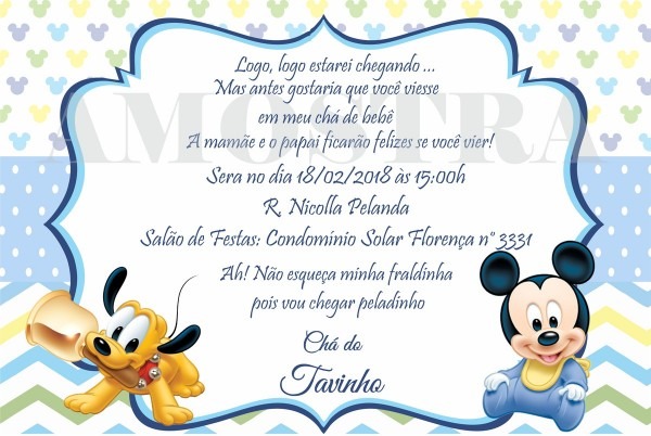 Convite chÃ de fraldas mickey baby no elo7