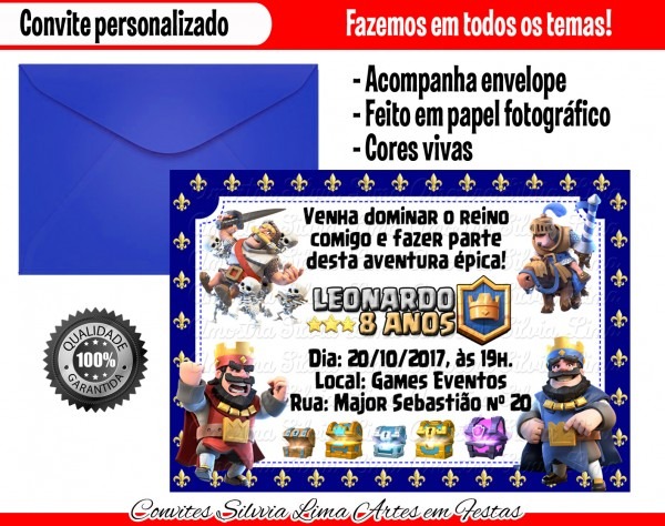 Convite clash royale no elo7 Convite clash royale no elo7