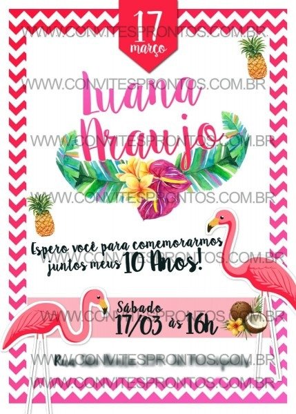 Convite de aniversÃ¡rio digital flamingo
