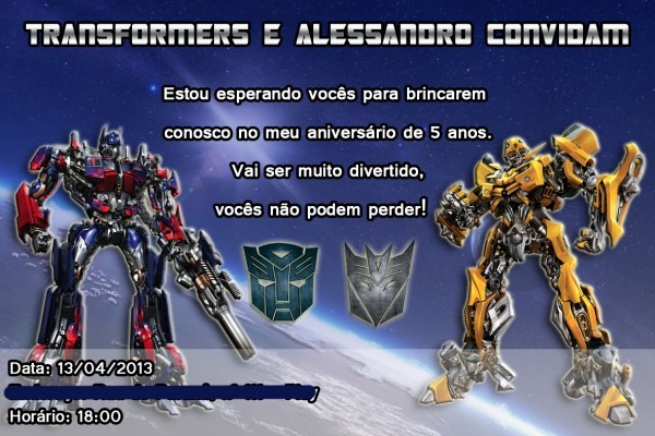 Convite de aniversario transformers para imprimir 7 » happy Convite de aniversario transformers para imprimir 7 » happy