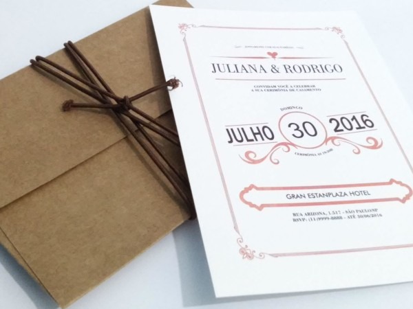 Convite de casamento vintage 01 no elo7