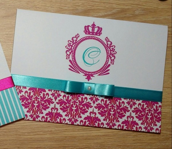 Convite debutante rosa com azul tiffany no elo7