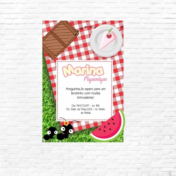 Convite digital piquenique picnic no elo7 Convite digital piquenique picnic no elo7