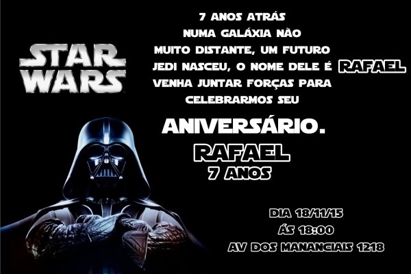 Convite digital star wars no elo7 Convite digital star wars no elo7