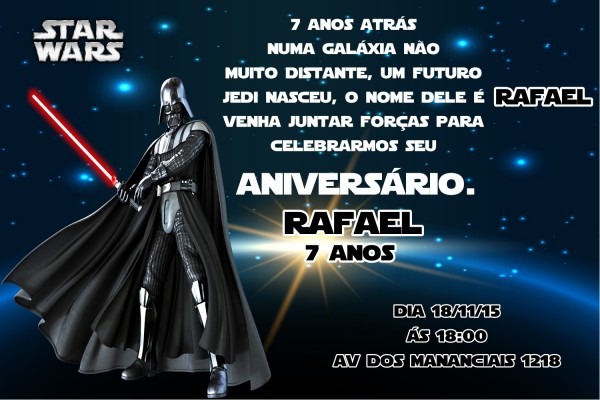 Convite digital star wars no elo7 Convite digital star wars no elo7