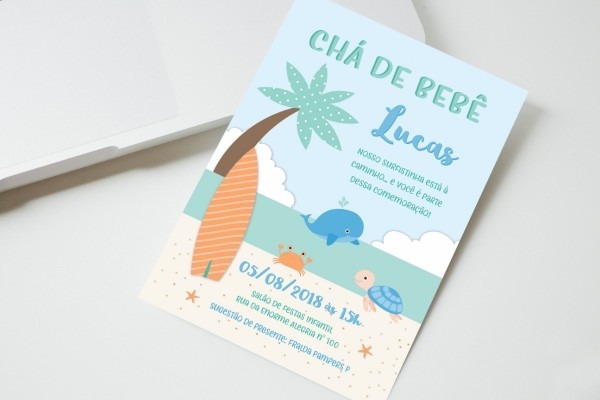 Convite digital surf praia whatsapp impressÃ£o