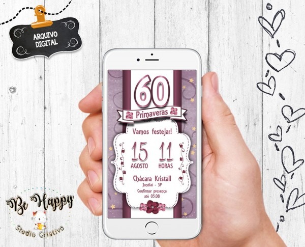 Convite digital 60 anos no elo7
