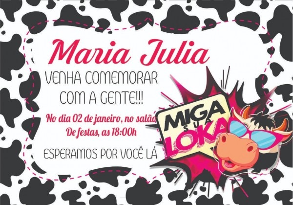 Kit 50 convite miga sua loka festa aniversario personalizado