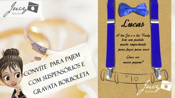 Convite para pajem com suspensório no elo7 Convite para pajem com suspensório no elo7