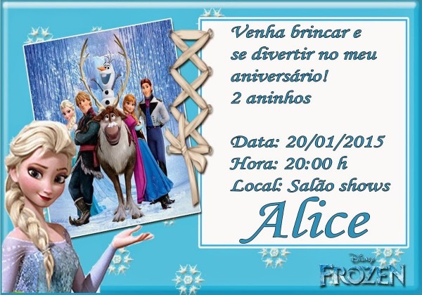 Convite personalizado frozen 50 unidades 10 opÃ§Ãµes de modelo
