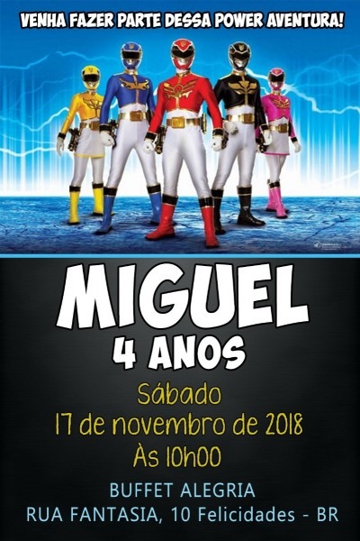 Convite power rangers digital whatsapp facebook
