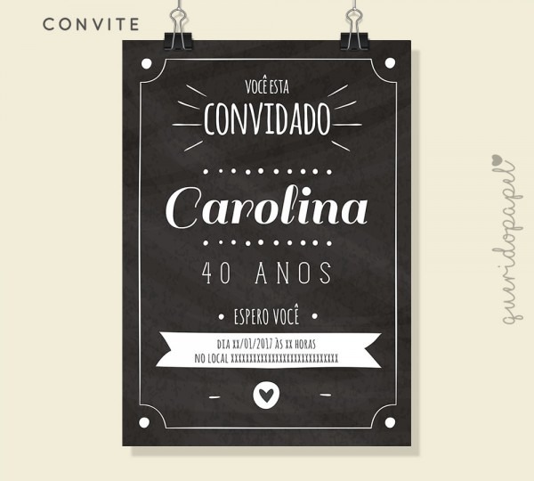 Convite quadro negro Convite quadro negro