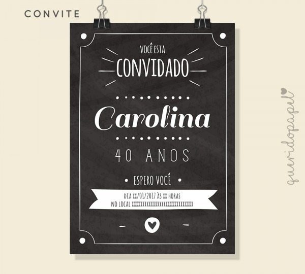 Convite quadro negro Convite quadro negro
