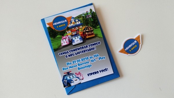 Convite robocar poli no elo7 Convite robocar poli no elo7