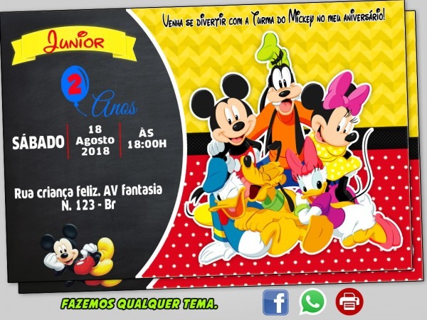 Convite turma do mickey digital no elo7 Convite turma do mickey digital no elo7
