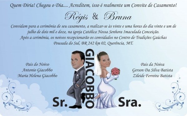 Leandrofca  convite de casamento com caricatura