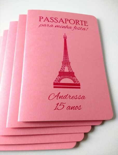 Convites aniversÃ¡rio 15 anos debutante passaporte