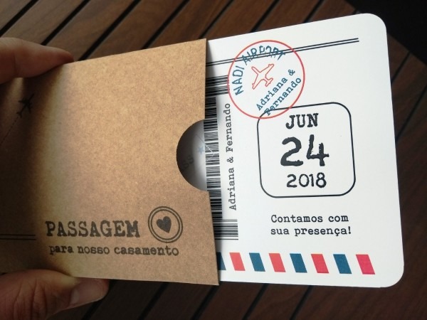Convites casamento passagem aÃ©rea passaporte