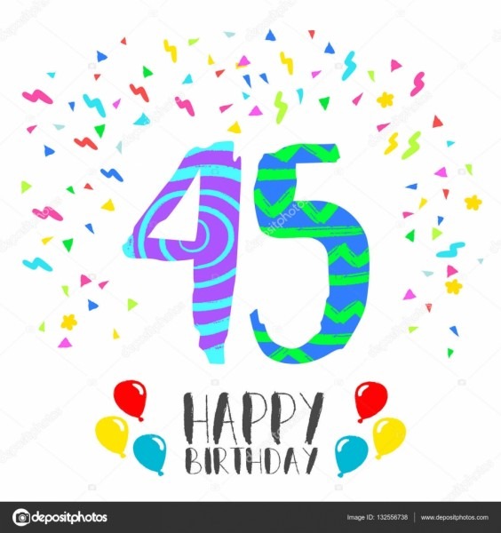 Feliz aniversÃ¡rio para o cartÃ£o de convite de festa de 45 anos