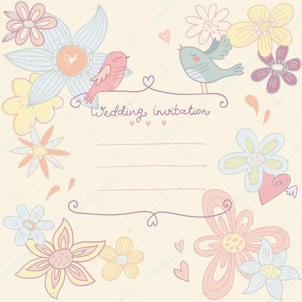 Convite de casamento com fundo floral â vetor de stock