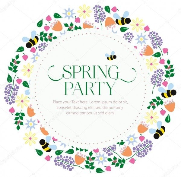 CartÃ£o de convite para festa floral primavera no fundo branco