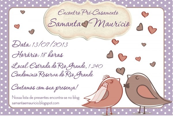 Samanta e maurÃcio convite encontro pré Samanta e maurÃcio convite encontro pré