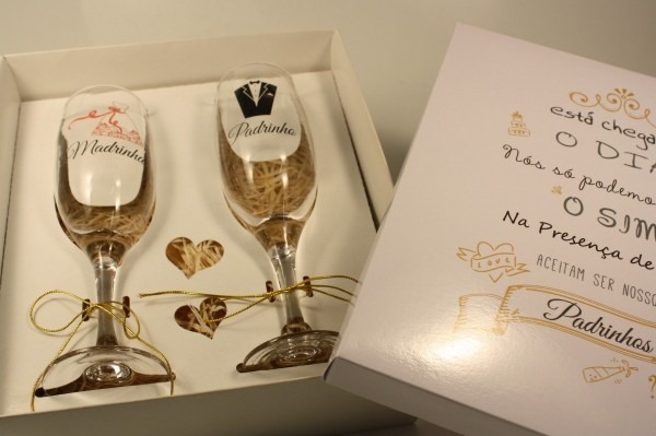Especial casamento convite padrinhos sim c 2 taça vidro 8 u Especial casamento convite padrinhos sim c 2 taça vidro 8 u