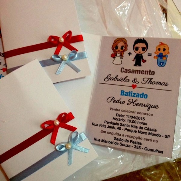Fotos convite de casamento e batizado juntos no elo7 kidelicia