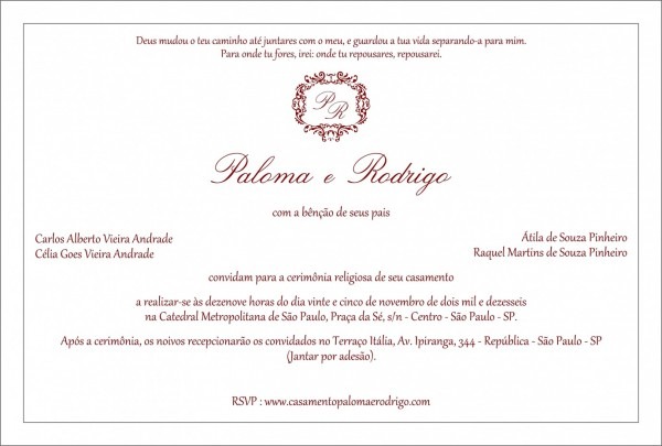 Bonita o que escrever no convite de casamento padrinhos