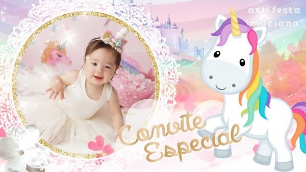 Convite animado unicornio Convite animado unicornio