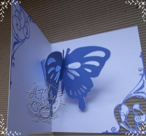 Molde digital silhouette convite popup borboleta scrapbook