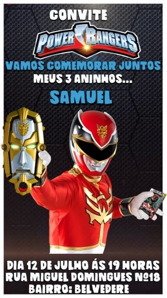 Power rangers  convite virtual animado para aniversÃ¡rio
