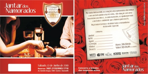 Gráfica o litoral convite jantar dos namorados Gráfica o litoral convite jantar dos namorados