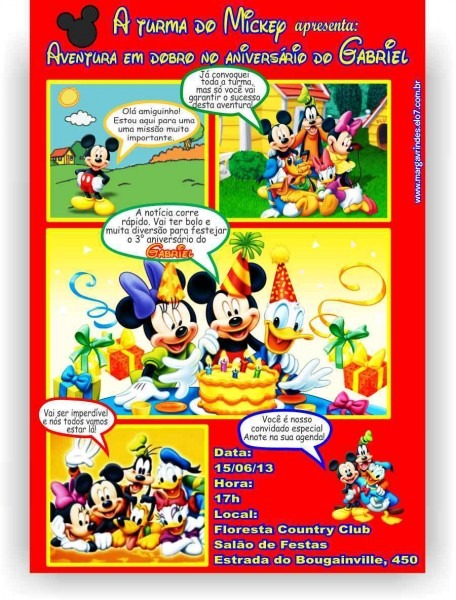 Turma do mickey convite gibi no elo7 Turma do mickey convite gibi no elo7