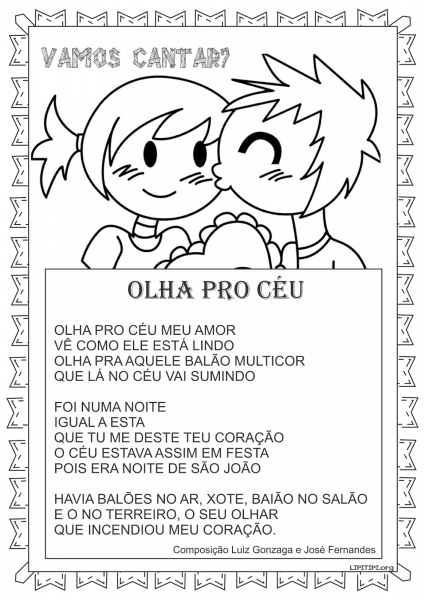 Atividades com a música junina olha pro céu de luiz gonzaga e josé Atividades com a música junina olha pro céu de luiz gonzaga e josé